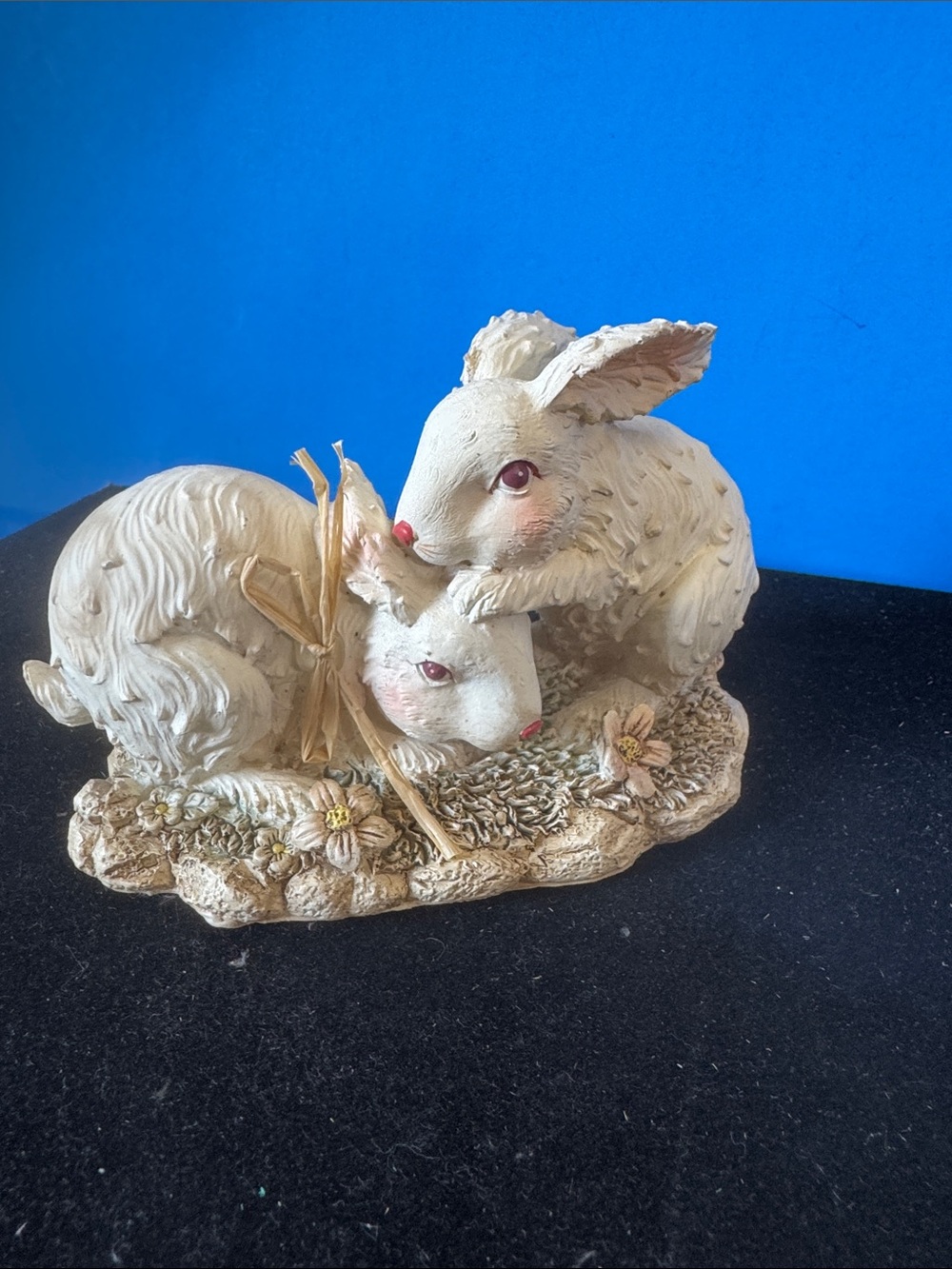 Cream Bunny Pair Figurine - Decorative Home Accent